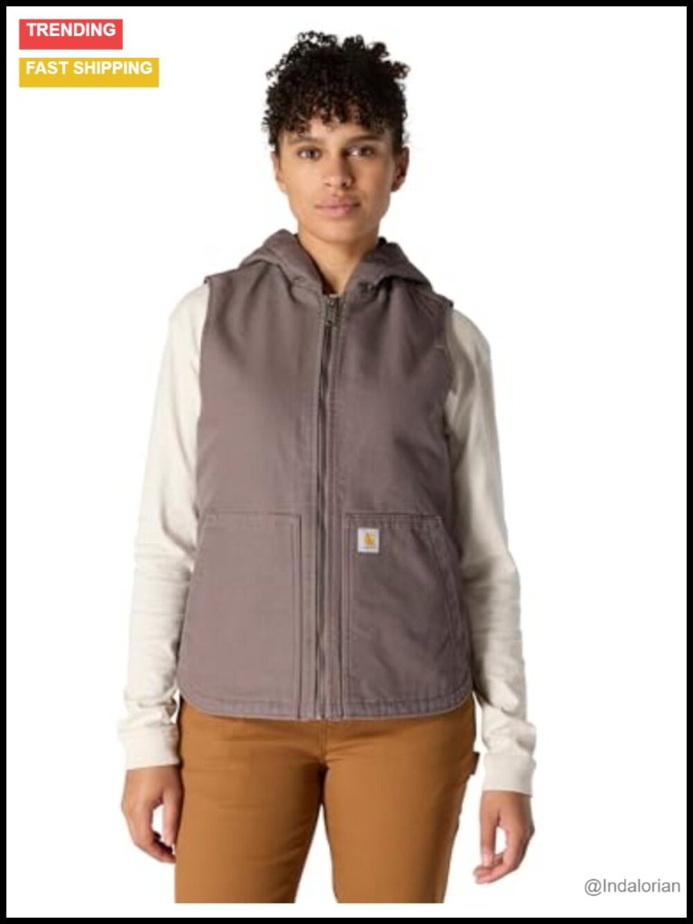 Carhartt Washed Duck Insulated Hooded Vest Sleeveless 100% Cotton Heavyweight